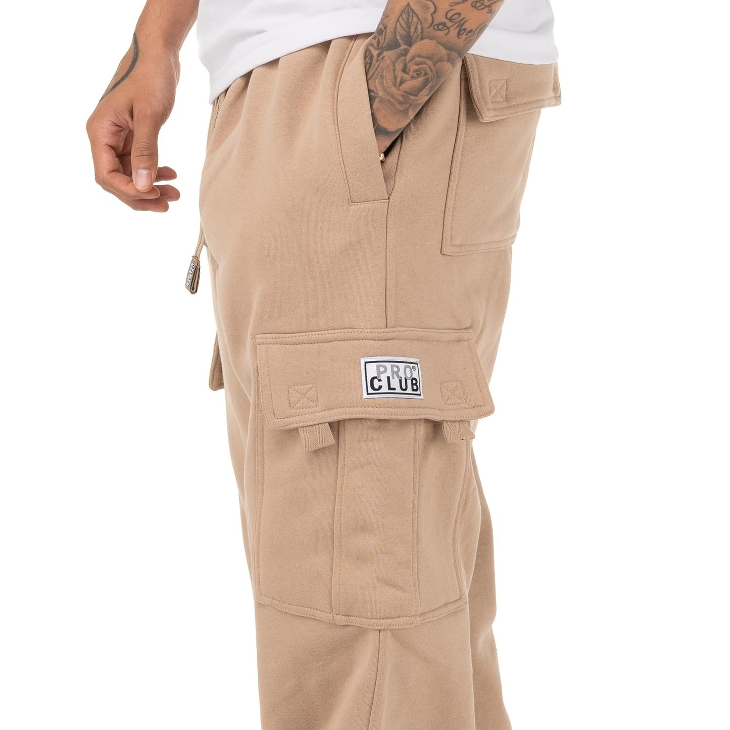 Pro Club Men's Heavyweight Fleece Cargo Pants, Medium, Black