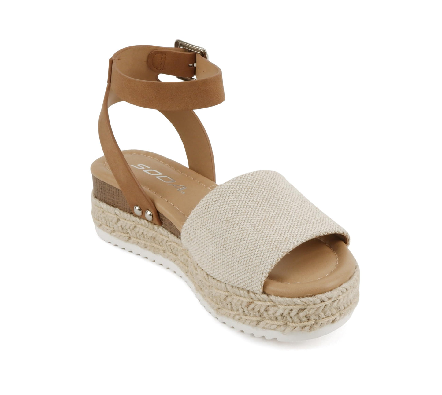 Soda Topic Open Toe Buckle Ankle Strap Espadrilles Flatform Casual Sandal