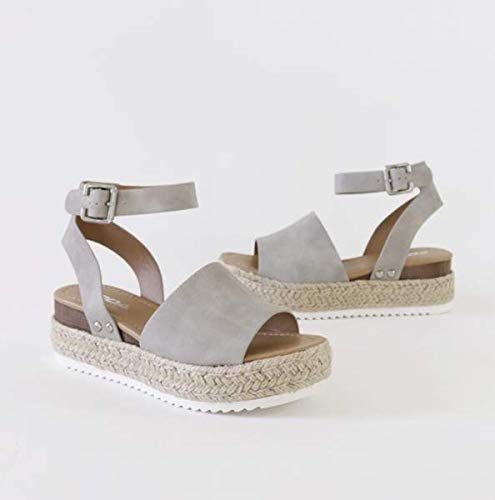 Soda Topic Open Toe Buckle Ankle Strap Espadrilles Flatform Casual Sandal