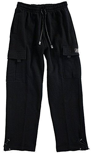 Pro Club Men's Heavyweight Fleece Cargo Pants, Medium, Black