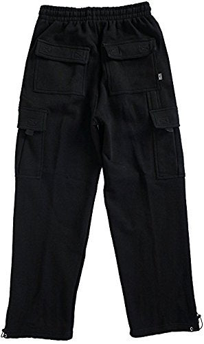 Pro Club Men's Heavyweight Fleece Cargo Pants, Medium, Black