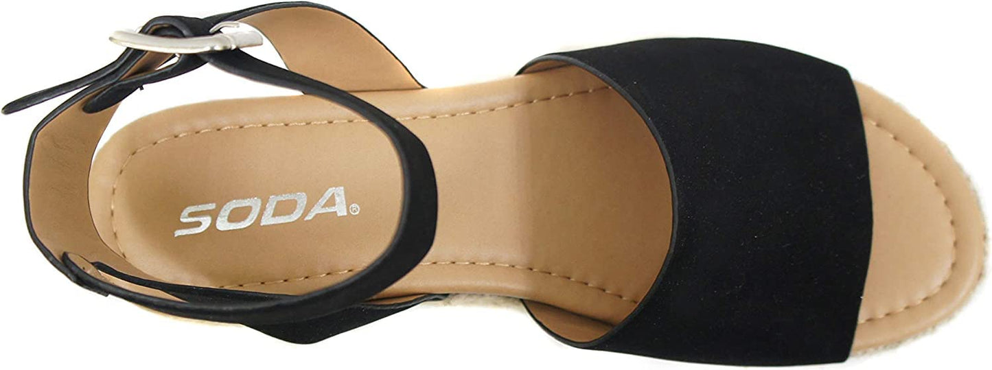 Soda Topic Open Toe Buckle Ankle Strap Espadrilles Flatform Casual Sandal