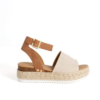 SODA TOPIC Avenue Women's Open Toe Ankle Strap Espadrille Sandal