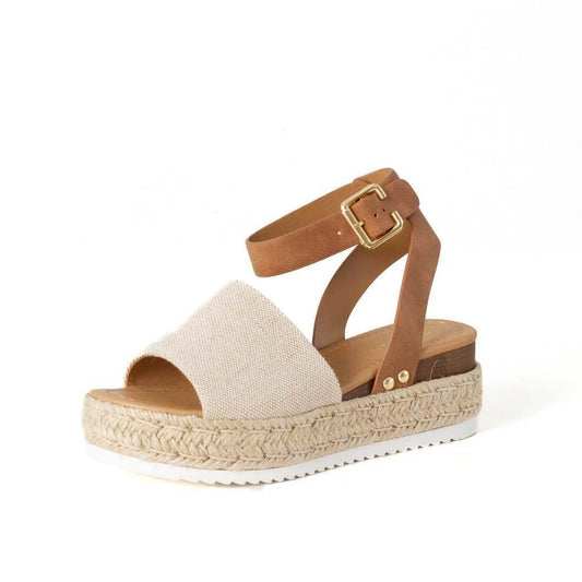 SODA TOPIC Avenue Women's Open Toe Ankle Strap Espadrille Sandal