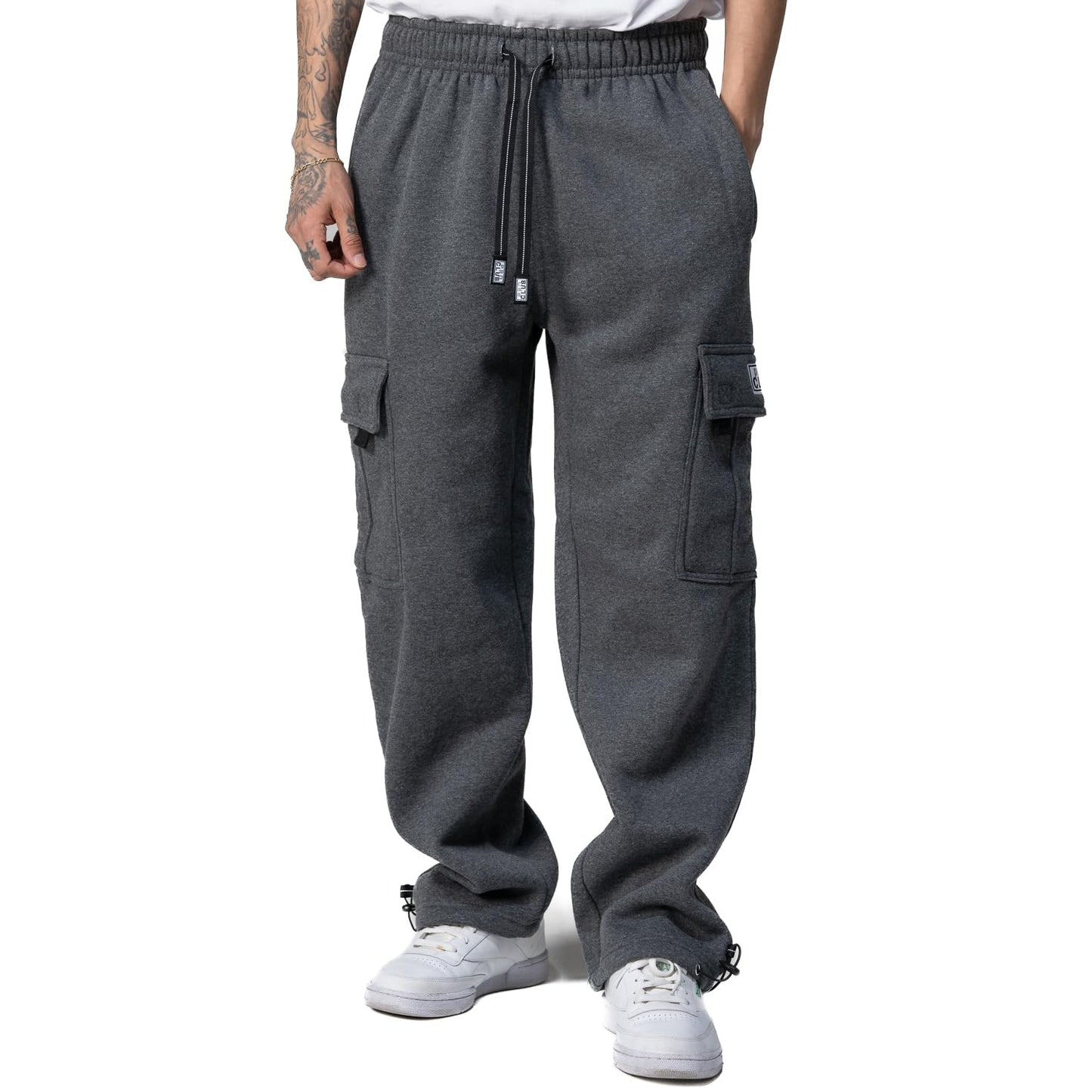 Pro Club Men's Heavyweight Fleece Cargo Pants, Medium, Black