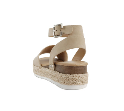 Soda Topic Open Toe Buckle Ankle Strap Espadrilles Flatform Casual Sandal