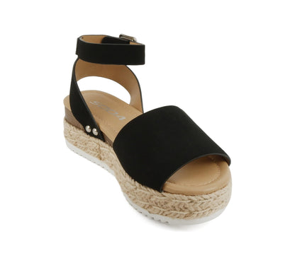Soda Topic Open Toe Buckle Ankle Strap Espadrilles Flatform Casual Sandal