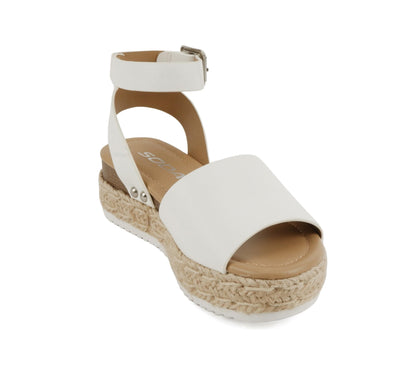 Soda Topic Open Toe Buckle Ankle Strap Espadrilles Flatform Casual Sandal