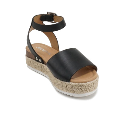 Soda Topic Open Toe Buckle Ankle Strap Espadrilles Flatform Casual Sandal