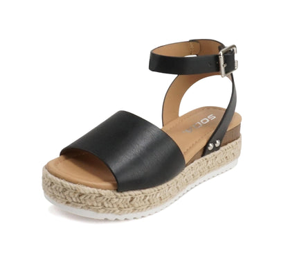 Soda Topic Open Toe Buckle Ankle Strap Espadrilles Flatform Casual Sandal