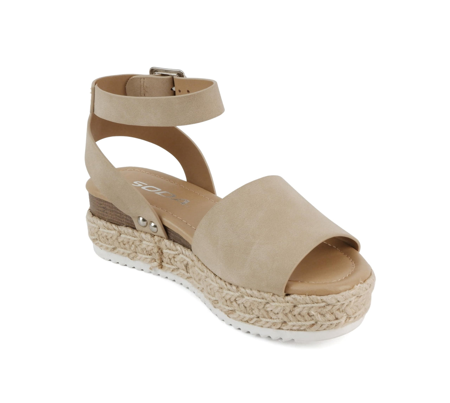 Soda Topic Open Toe Buckle Ankle Strap Espadrilles Flatform Casual Sandal