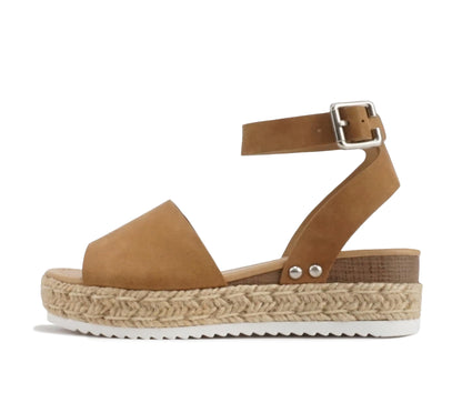 Soda Topic Open Toe Buckle Ankle Strap Espadrilles Flatform Casual Sandal