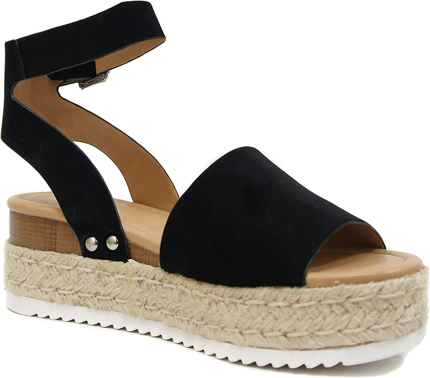 Soda Topic Open Toe Buckle Ankle Strap Espadrilles Flatform Casual Sandal