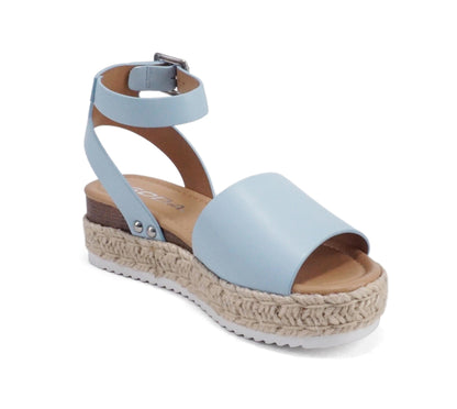 Soda Topic Open Toe Buckle Ankle Strap Espadrilles Flatform Casual Sandal