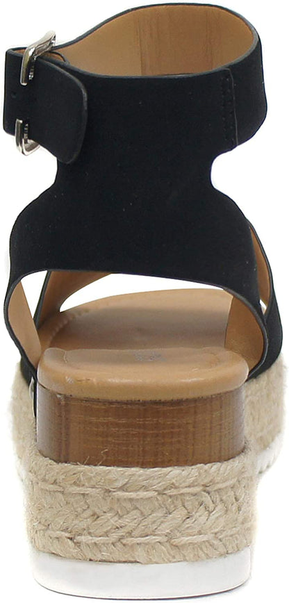 Soda Topic Open Toe Buckle Ankle Strap Espadrilles Flatform Casual Sandal