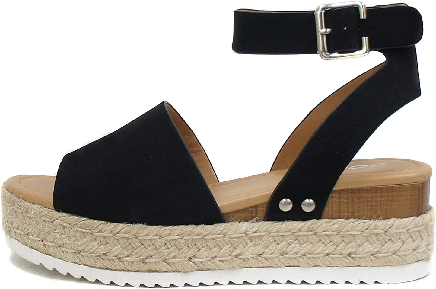 Soda Topic Open Toe Buckle Ankle Strap Espadrilles Flatform Casual Sandal