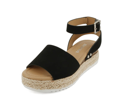 Soda Topic Open Toe Buckle Ankle Strap Espadrilles Flatform Casual Sandal