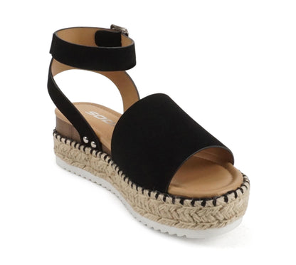 Soda Topic Open Toe Buckle Ankle Strap Espadrilles Casual Sandal