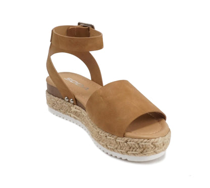 Soda Topic Open Toe Buckle Ankle Strap Espadrilles Flatform Casual Sandal