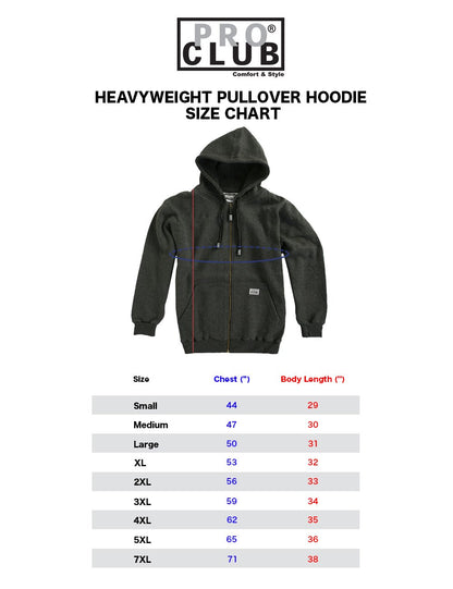 Pro Club Men's Heavyweight Full Zip Fleece Hoodie