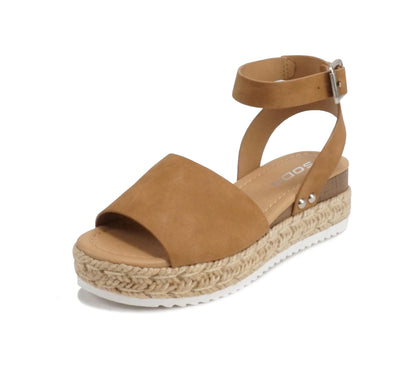 Soda Topic Open Toe Buckle Ankle Strap Espadrilles Flatform Casual Sandal