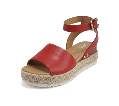 Soda Topic Open Toe Buckle Ankle Strap Espadrilles Flatform Casual Sandal