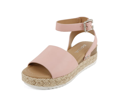 Soda Topic Open Toe Buckle Ankle Strap Espadrilles Flatform Casual Sandal