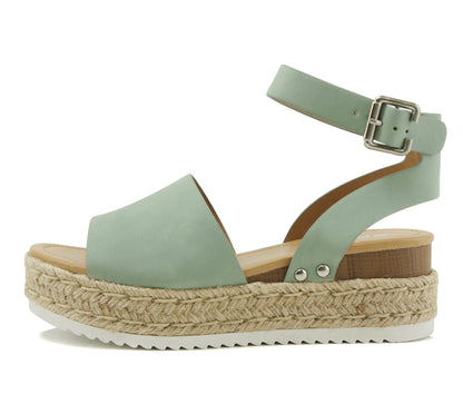 Soda Topic Open Toe Buckle Ankle Strap Espadrilles Casual Sandal