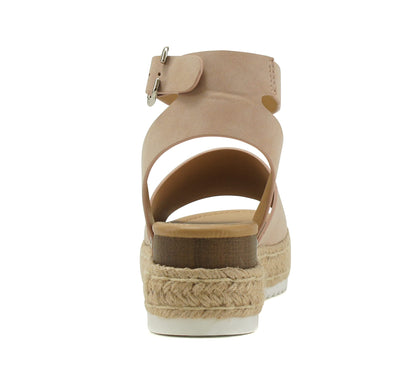 Soda Topic Open Toe Buckle Ankle Strap Espadrilles Casual Sandal