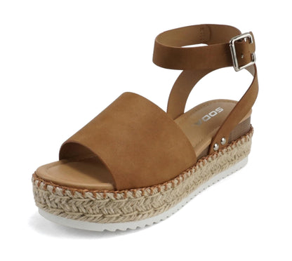 Soda Topic Open Toe Buckle Ankle Strap Espadrilles Casual Sandal