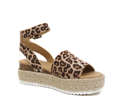 Soda Topic Open Toe Buckle Ankle Strap Espadrilles Casual Sandal