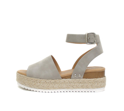 Soda Topic Open Toe Buckle Ankle Strap Espadrilles Casual Sandal
