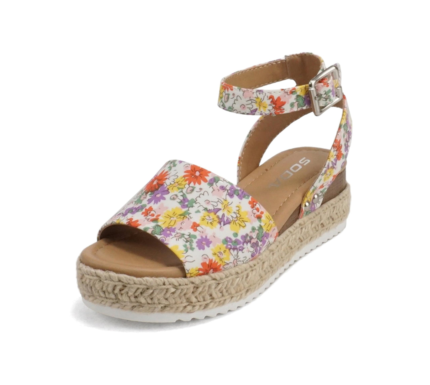 Soda Topic Open Toe Buckle Ankle Strap Espadrilles Flatform Casual Sandal