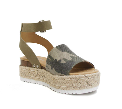 Soda Topic Open Toe Buckle Ankle Strap Espadrilles Casual Sandal