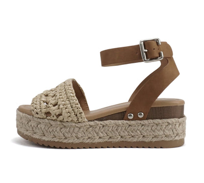 Soda Topic Open Toe Buckle Ankle Strap Espadrilles Casual Sandal