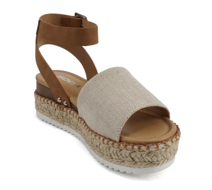 Soda Topic Open Toe Buckle Ankle Strap Espadrilles Casual Sandal