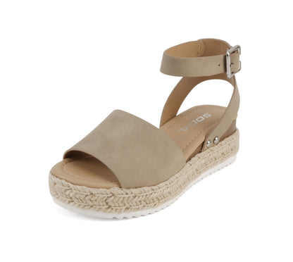 Soda Topic Open Toe Buckle Ankle Strap Espadrilles Flatform Casual Sandal