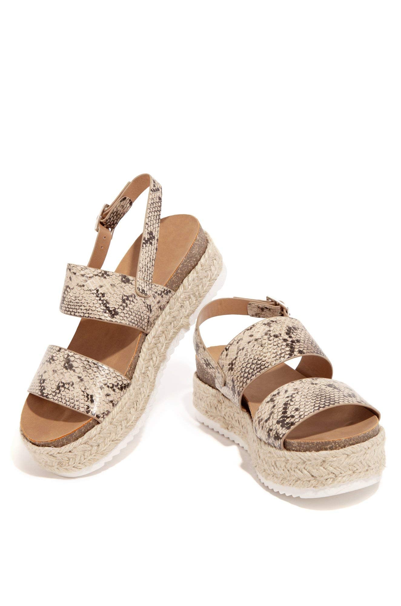 Soda Topic Open Toe Buckle Ankle Strap Espadrilles Flatform Casual Sandal