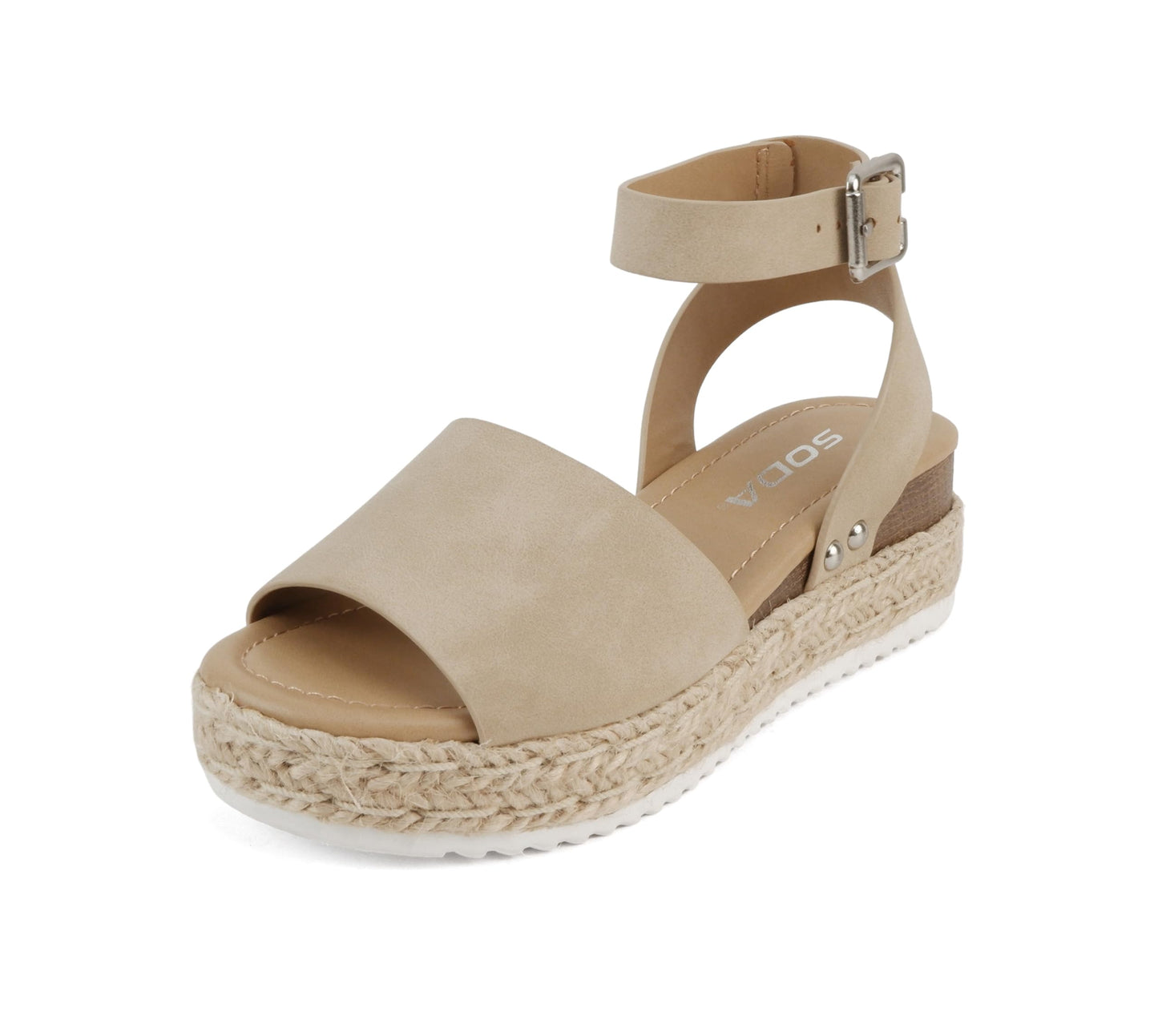 Soda Topic Open Toe Buckle Ankle Strap Espadrilles Flatform Casual Sandal