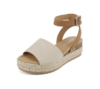 Soda Topic Open Toe Buckle Ankle Strap Espadrilles Flatform Casual Sandal