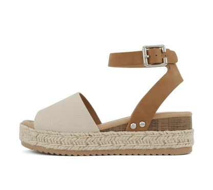 Soda Topic Open Toe Buckle Ankle Strap Espadrilles Flatform Casual Sandal