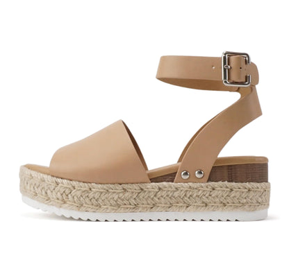 Soda Topic Open Toe Buckle Ankle Strap Espadrilles Casual Sandal