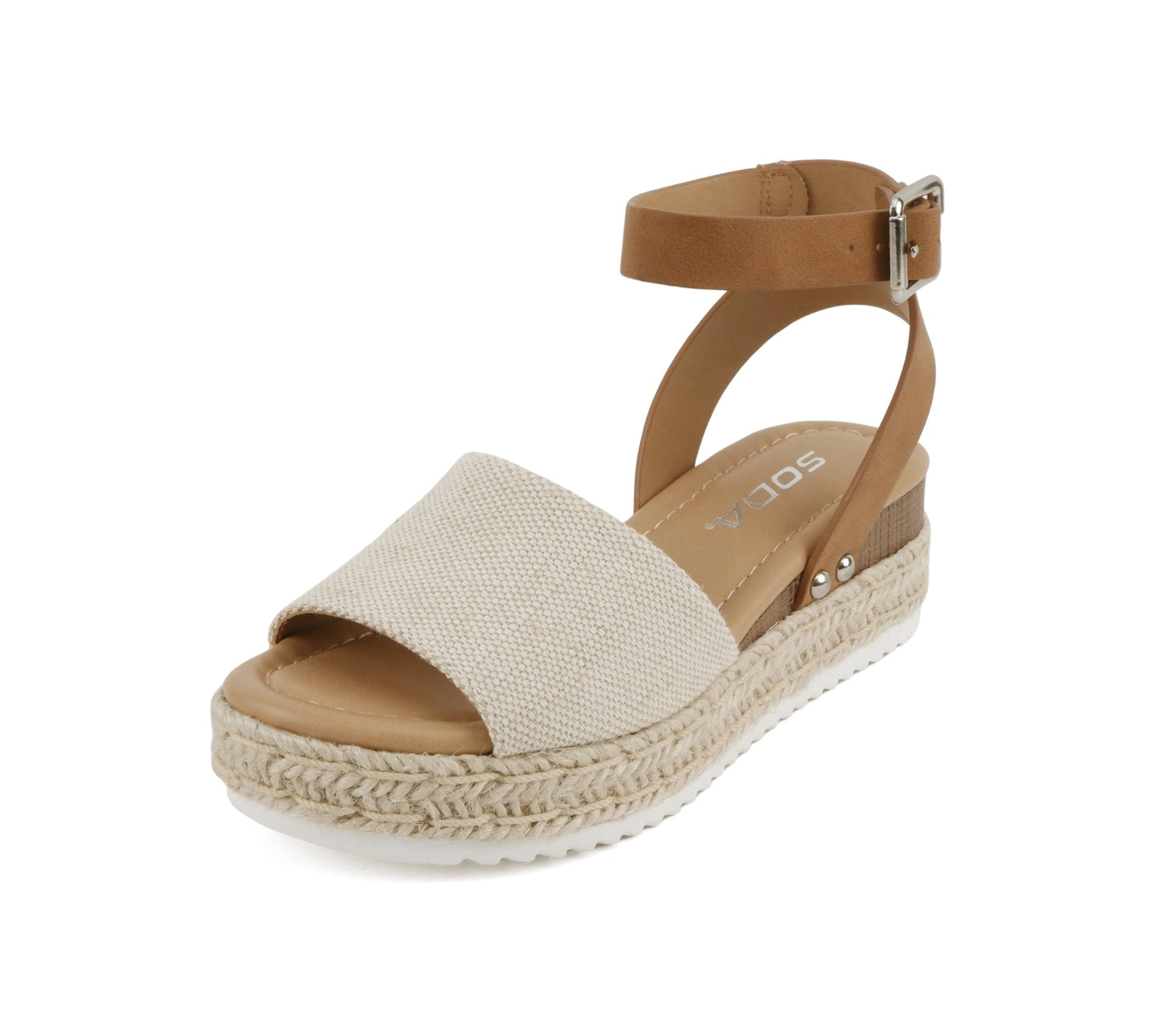 Soda Topic Open Toe Buckle Ankle Strap Espadrilles Flatform Casual Sandal