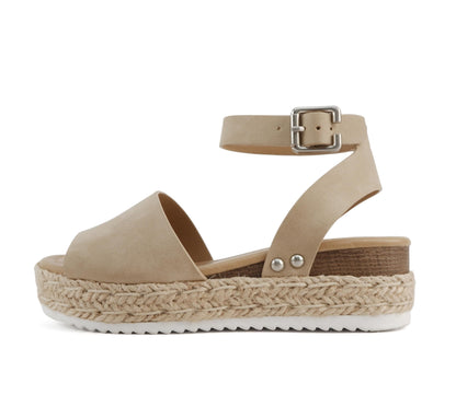 Soda Topic Open Toe Buckle Ankle Strap Espadrilles Flatform Casual Sandal
