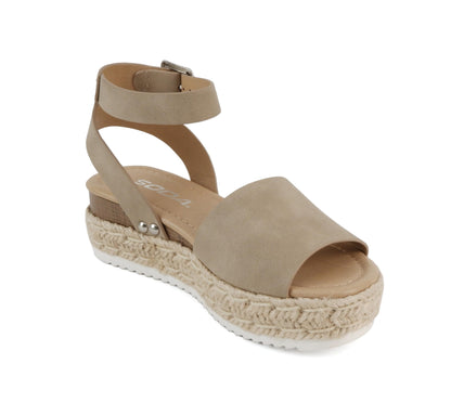 Soda Topic Open Toe Buckle Ankle Strap Espadrilles Flatform Casual Sandal