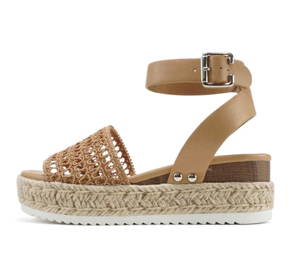 Soda Topic Open Toe Buckle Ankle Strap Espadrilles Casual Sandal