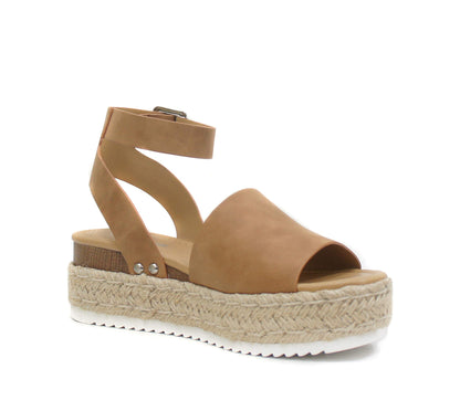 Soda Topic Open Toe Buckle Ankle Strap Espadrilles Casual Sandal