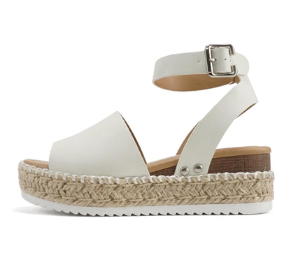 Soda Topic Open Toe Buckle Ankle Strap Espadrilles Casual Sandal