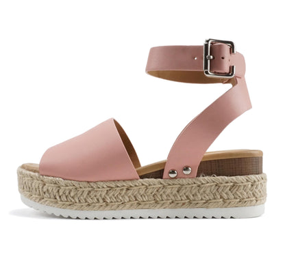 Soda Topic Open Toe Buckle Ankle Strap Espadrilles Casual Sandal