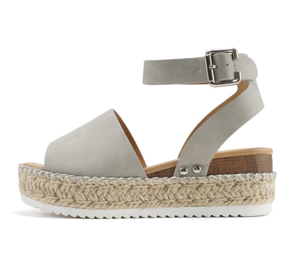 Soda Topic Open Toe Buckle Ankle Strap Espadrilles Casual Sandal